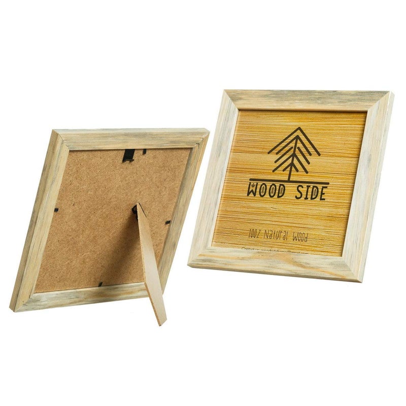 Woodside Rustic Wooden Square Picture Frames 8x8 - Set of 2 - Natural Solid Eco Wood with Real Glass for Wall Mounting and Tabletop Photo Frame - Image 3